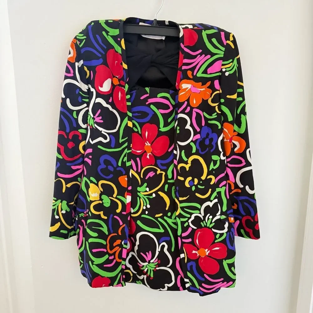 Vintage Geoffrey Beene Matching Set Outfit Strapless Dress + Blazer Jacket 6